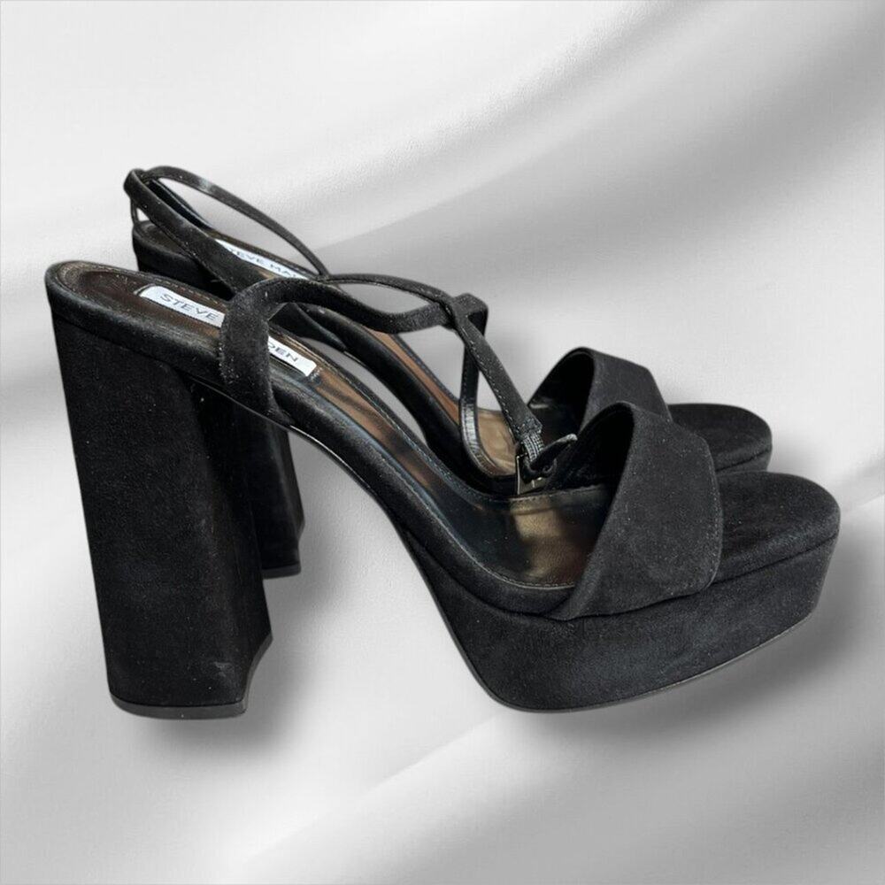 Steve Madden Lessa Black Suede Heels Size 9.5